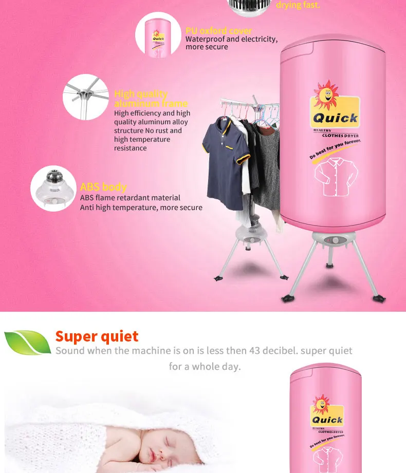 H802 Best Sale Portable Electric Clothes Dryer With Gs/cb/ce/pse