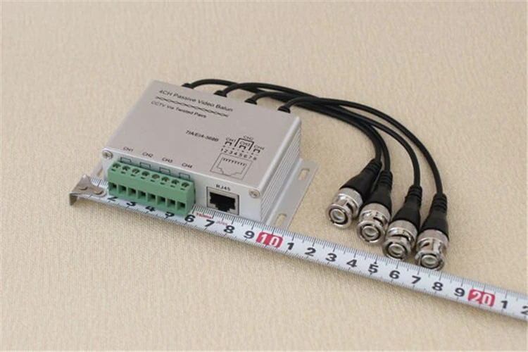 4 channel male BNC passive twisted-pair video balun for cctv system