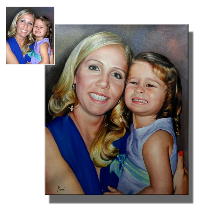 Custom Made Canvas Art Realistic Portrait Oil Painting From Photo - Buy ...