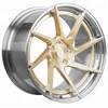 customized 2-piece super deep concave royal gold polished lip forged wheel made by Chinese rim factory