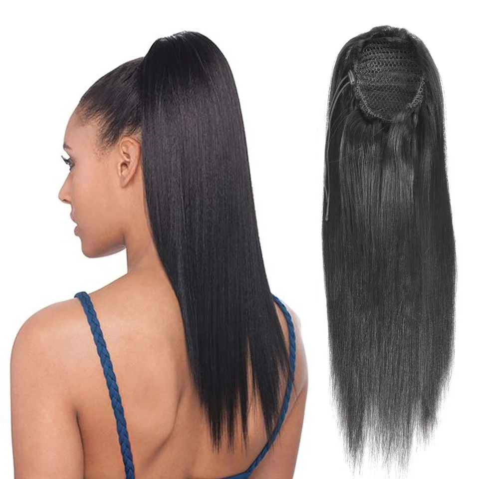 Real hair ponytail clip in remy human hair extensions