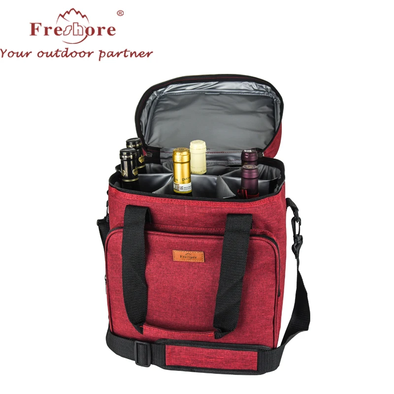 

portable wholesale 6 bottle wine cooler Outdoor Picnic Insulated cooler bag, Customized color