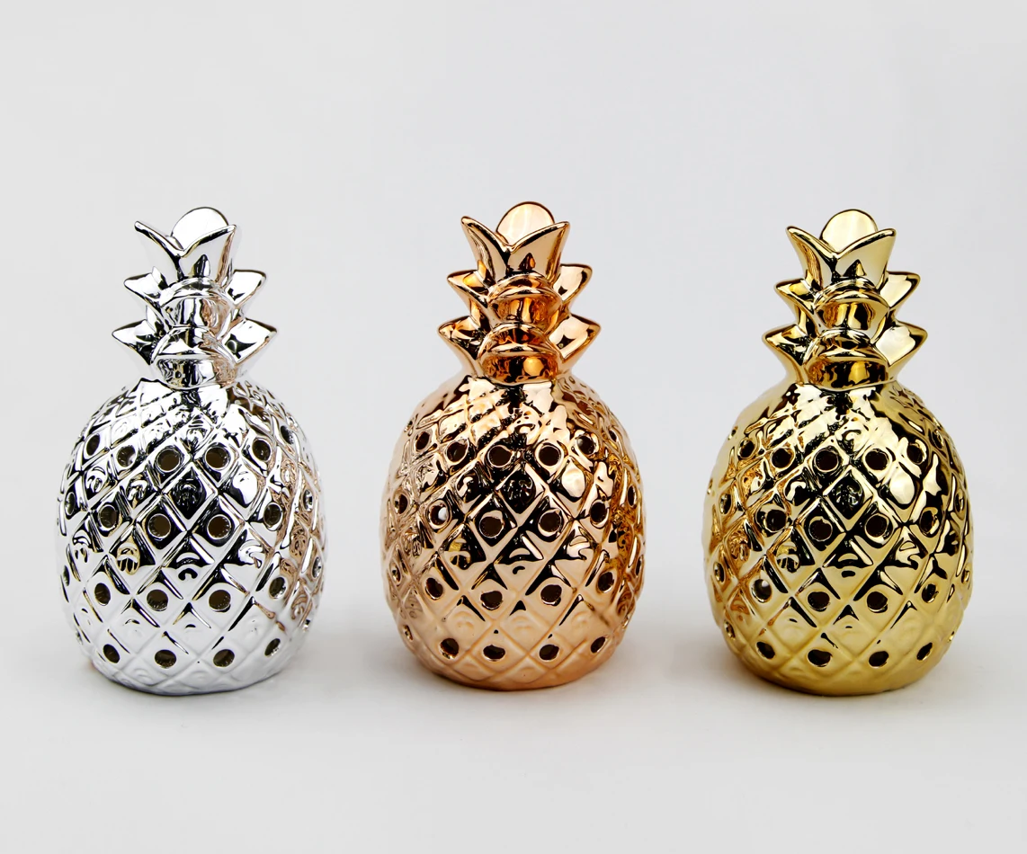 Decorative White Ceramic Pineapple Accent With Led Light Buy Gold