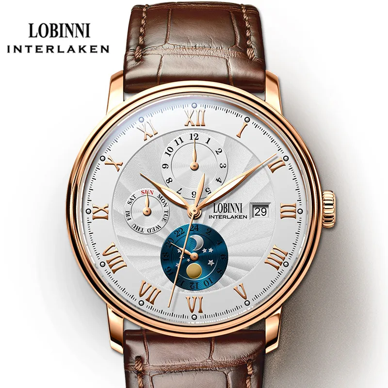 

LOBINNI 11023 Mechanical Watches Branded Seagull Movement Automatic watch for men