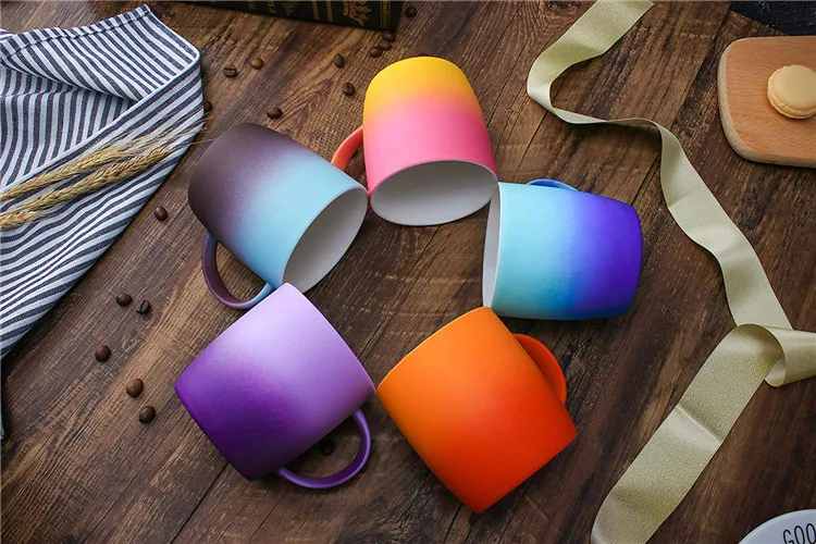 New design purple colorful reactive glazed ceramic  cheap bulk coffee mug 