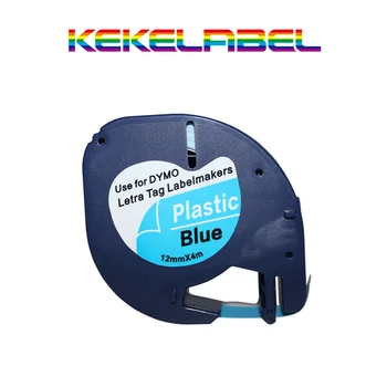 Compatible For Dymo Letratag 91205 Black On Blue Plastic Label Tape