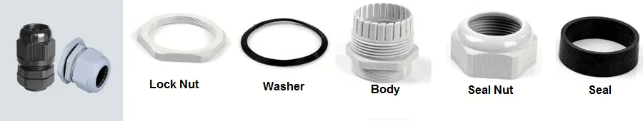Plastic/Nylon Cable Gland With Flanged Locknut IP68