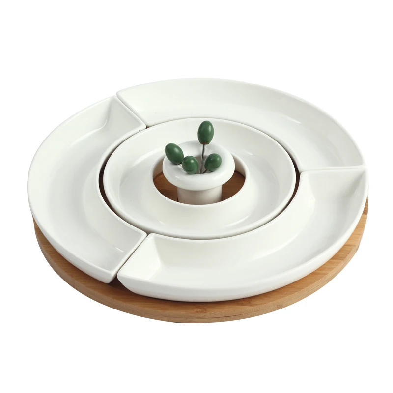 Spain decorative snack divided serve plates partition wedding ceramic dishes plate