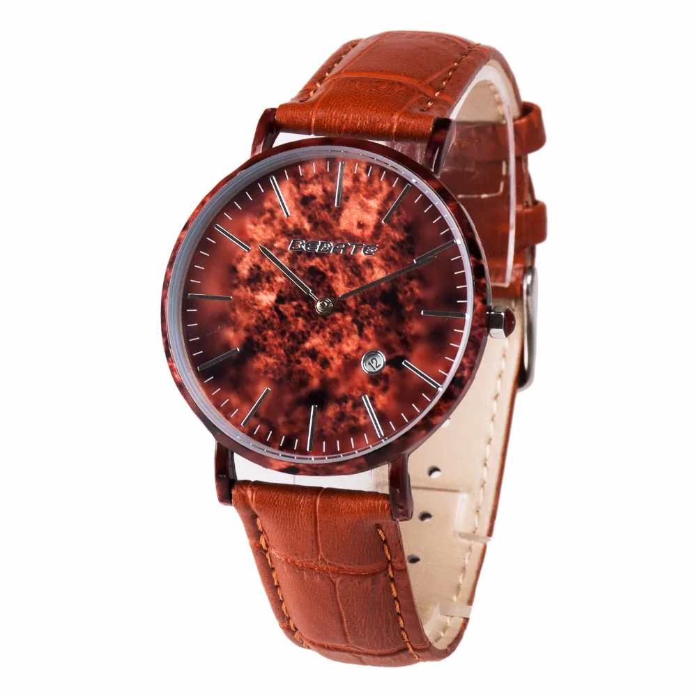

New design metal mable leather ceramic watch