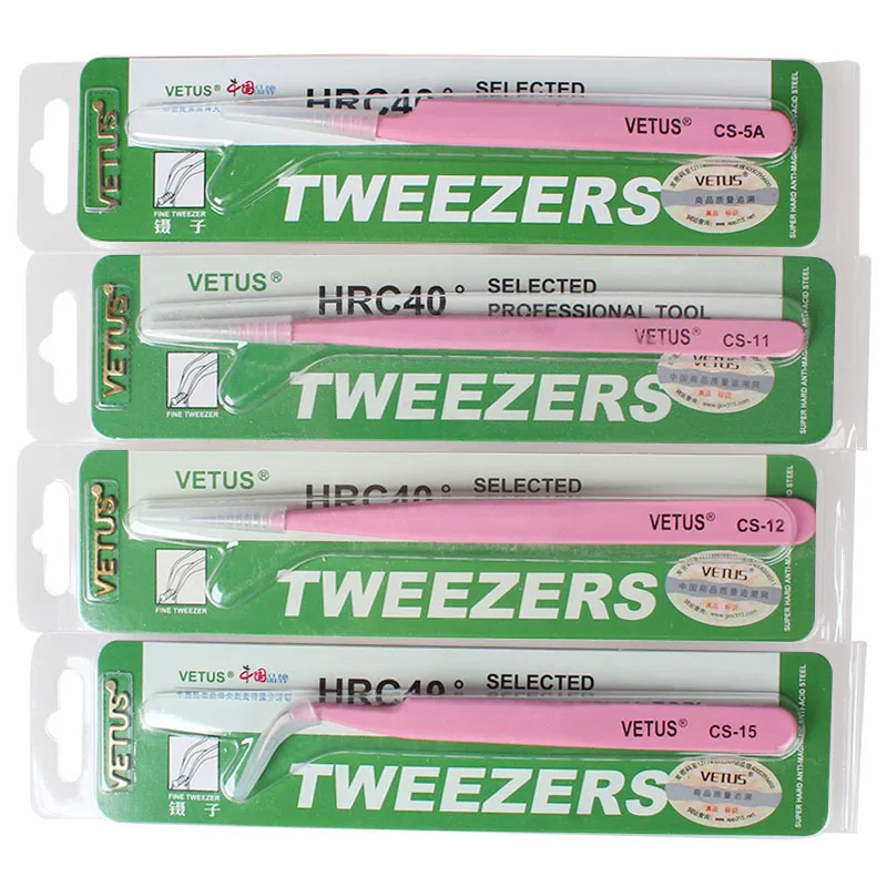 
wholesale vetus pink tweezers for eyelashes extension 