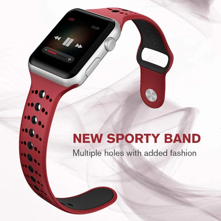 

New Arrival 2019 silicone Band for iWatch, for Apple Watch Sport Band, Black;dark blue;rose red;green and yellow