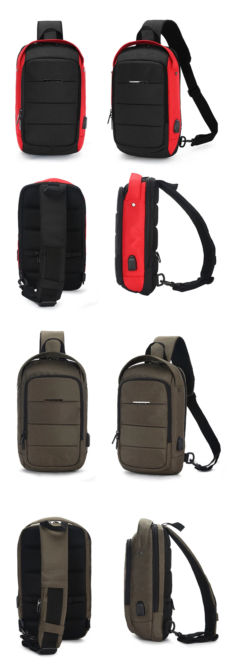 Latest brand design fashionable urban USB charging men's waterproof rucksack sling backpack mochilas satchel bag