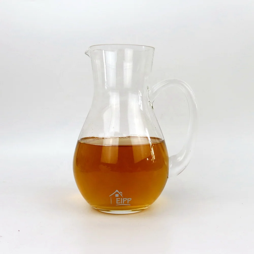 

Round Bottom Beer Pitcher Glass Juice Jugs Borosilicate Jug Glass Water Carafe With Handle, Clear