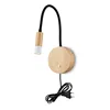 Surface mounted wooden flexible round pin plug reading LED Wall light Switch bedside 3W led wall lamp