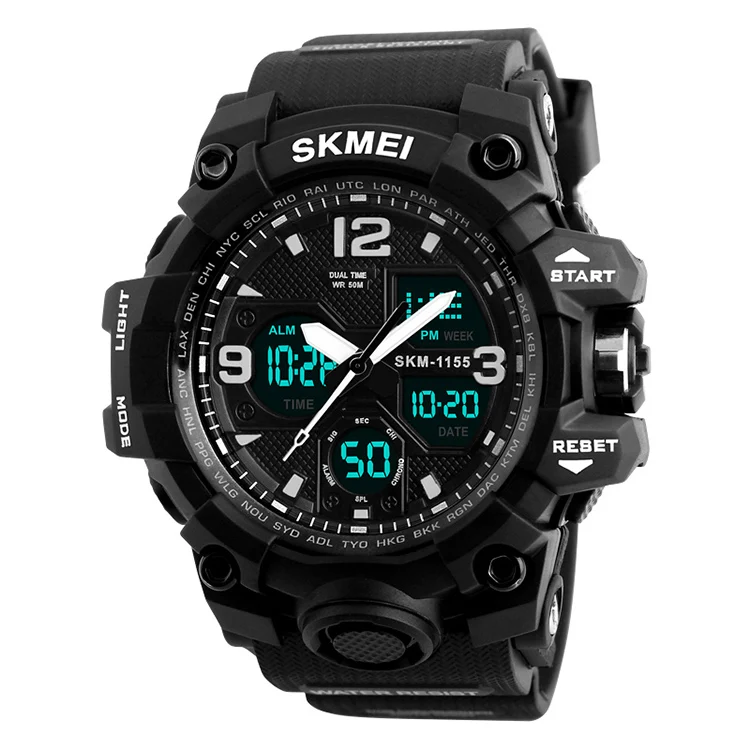 

Athletic Watches Hot Jam Tangan Skmei 1155B Analog Digital Watch Camouflage Army Pupils Wristwatch, 15 colors
