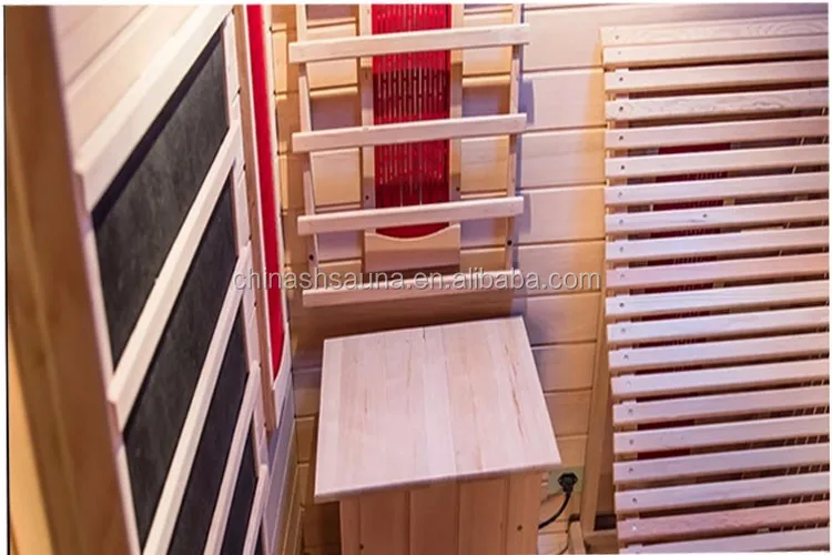 
two beds lay down luxury fiber carbon hemlock infrared sauna room 