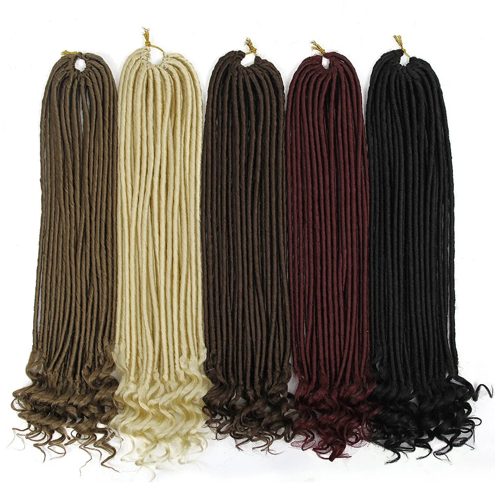 24 Roots Crochet Braids Faux Locs Curly18 inch Pure Color Synthetic Crotchet Braiding Hair for Black Women 3 pack/lot