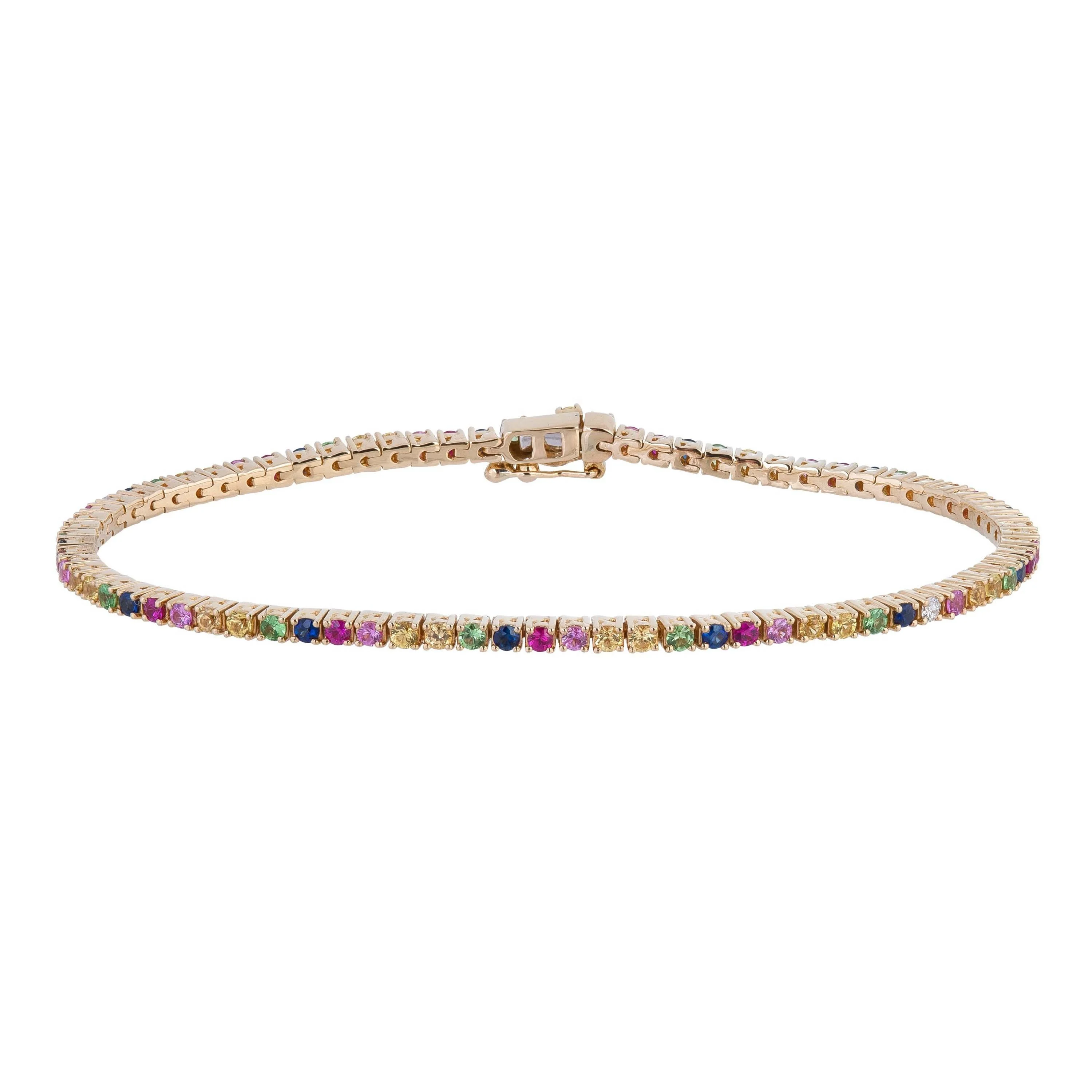

LOZRUNVE Elegant 18k Gold 925 Sterling Silver Rainbow Tennis Bracelet