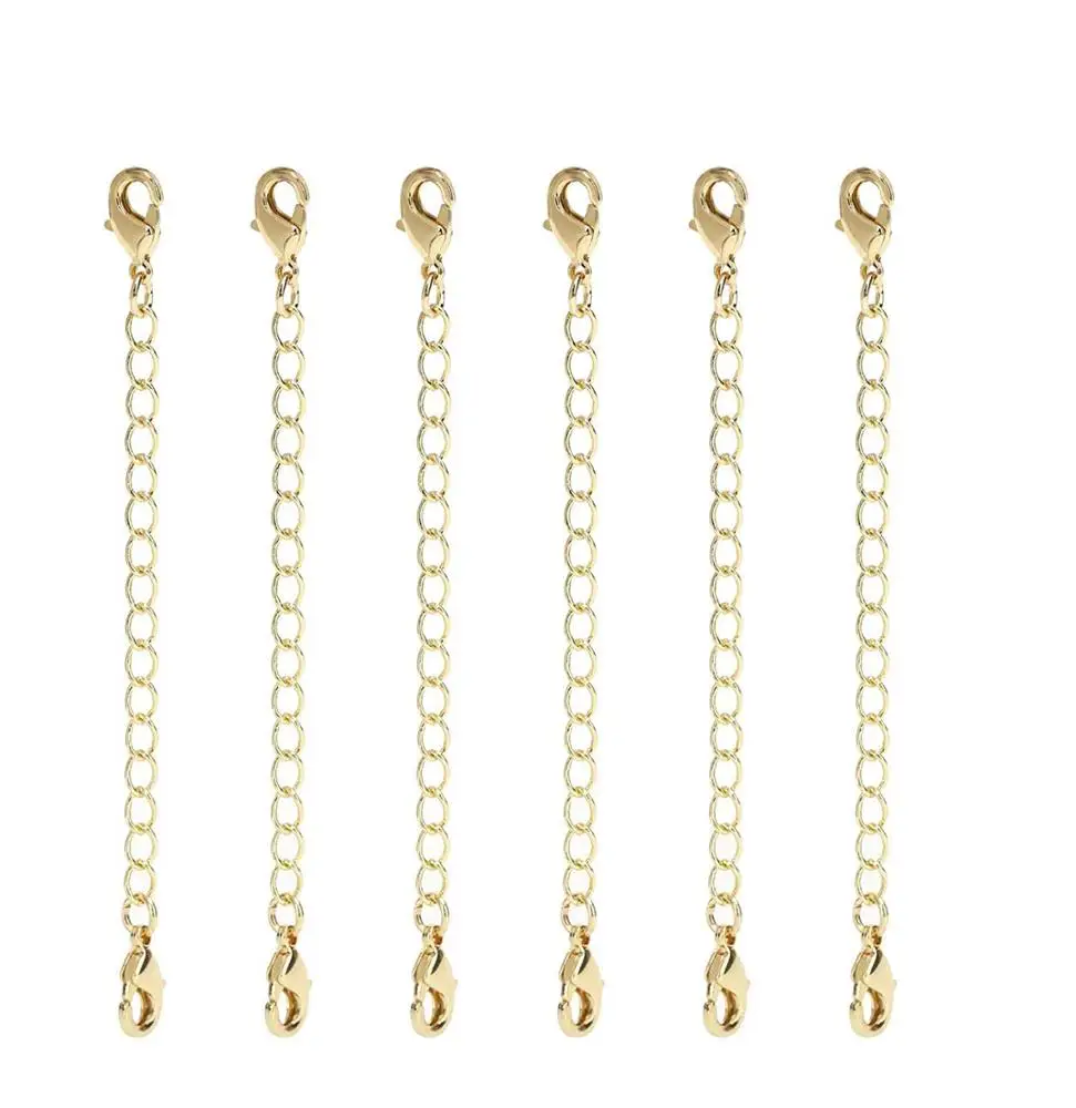 

Wholesale Gold Plated Brass Chain Extender with 2 Lobster Claw Clasps for Jewelry findings, 14k gold