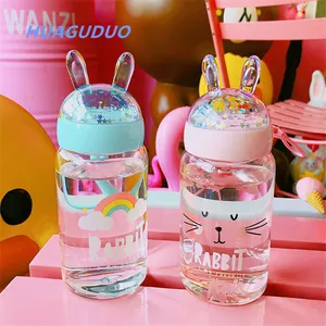 Image of South Korea gift for daily use Creative cute sequin rabbit water bottle cartoon fancy creative drinking glass cup