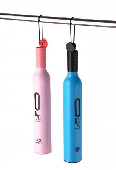 Customized Logo More Pattern Three-folding Rain Umbrella Wine Bottles Umbrella With Sivler Coating Fashion Creative Gift agent