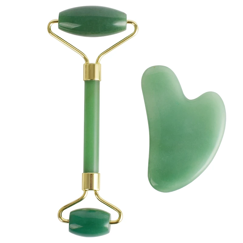 

Oem/Odm Factory Price Massage Tool Natural Original Anti-Aging Facial 100% Donglin Green Jade Roller Gua Sha Set., Donglin jade roller gua sha set