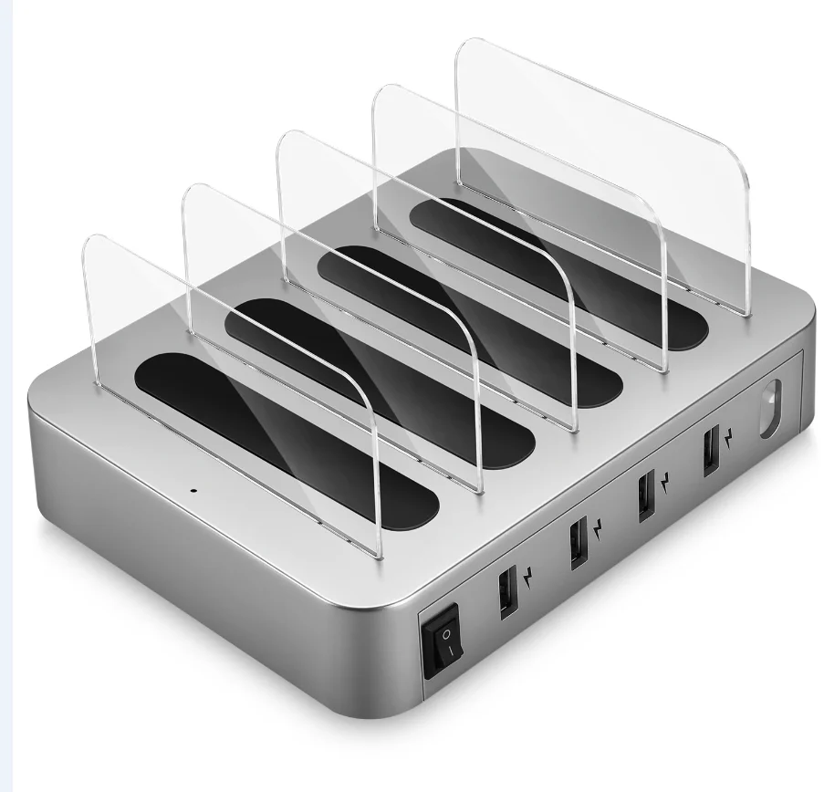 

High quality multi ports USB charger 4-port USB charging station dock for multiple device with phone stand, Black, white