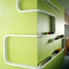 Corporation culture area newspapers&books&brochures showing rack solid surface material