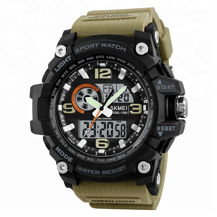 

skmei 1283 wholesale price digital quartz wristwatch men sport digital watch, Black;blue-black;red-black;blue-red;army green;khaki