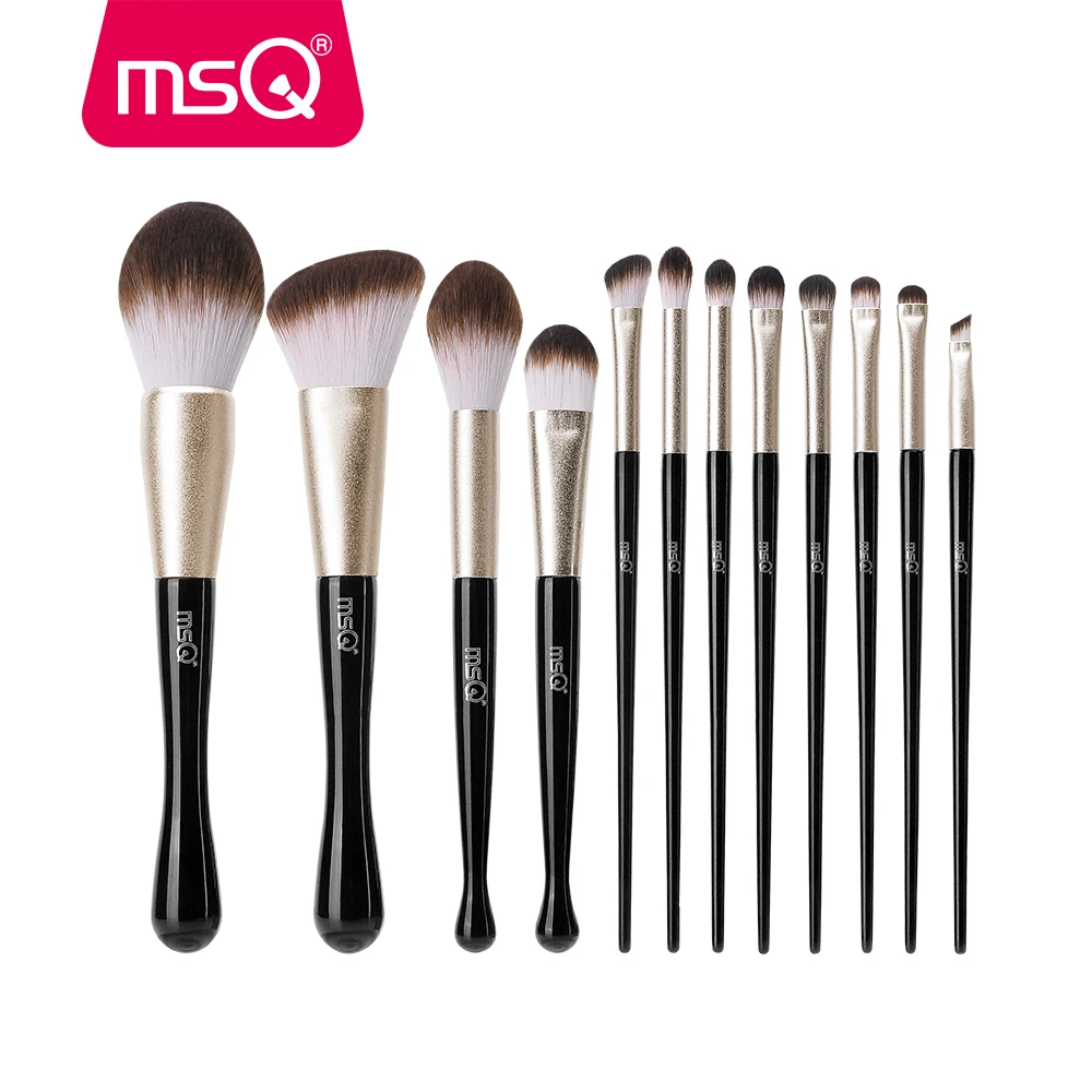 

MSQ BLACK MERMAID 12pcs wholesale makeup brushes set brochas maquillaje cosmetics brush set bling make-up brushes