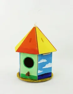 Image of Wholesale DIY Bird House Wood Craft Painting Bird Cage