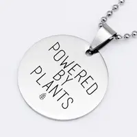 

Powered By Plants Necklace Latest Round Vegan Letter Stainless Steel Jewelry Best Gift For Men And Women YP6200