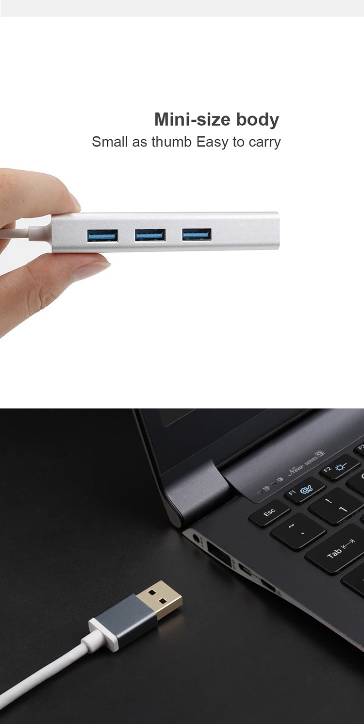 Manufacture USB to LAN Converter Hub with 3 Ports 3.0 USB Gigabit USB Ethernet Adapter