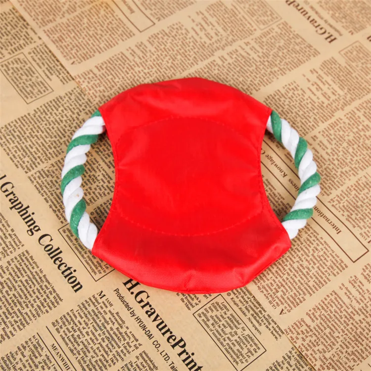 
Customize LOGO dog training bite cotton rope round flying disc dog toys 
