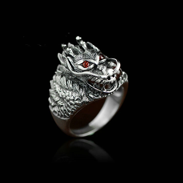 High Quality Customized Vintage Punk Stainless Steel Dragon Head Ring ...