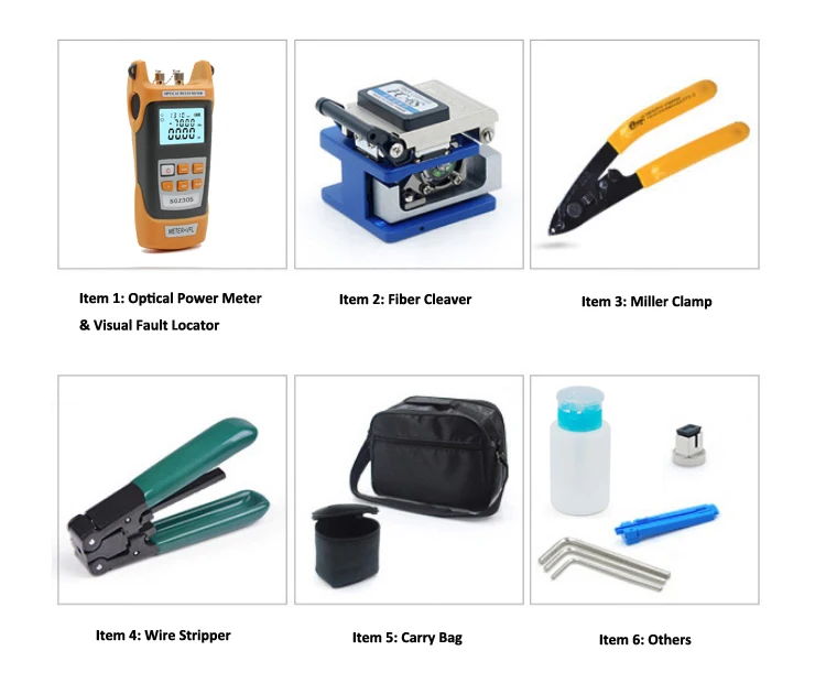 Fully stocked Fiber to the home FTTH Assembly Optical Fiber Termination Tool Kit