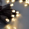 LED Christmas Light String 100 Warm White Wide Angle (5mm Concave) Lights on Brown Wire