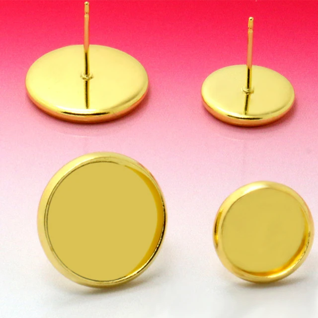 

New copper material plating gold earrings tray 8mm-14mm blank accessories wholesale, N/a