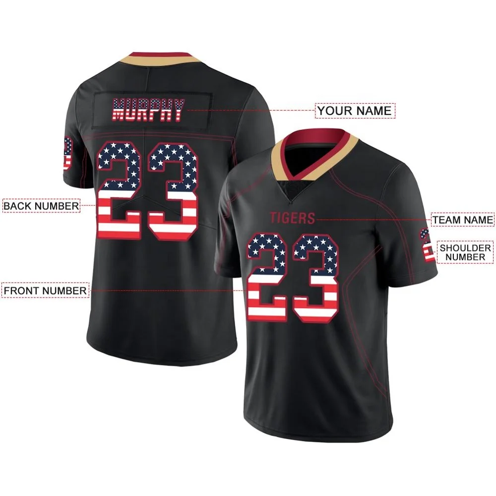 

Wholesale Custom Black Stitched American Football Wear Jersey, Black and others