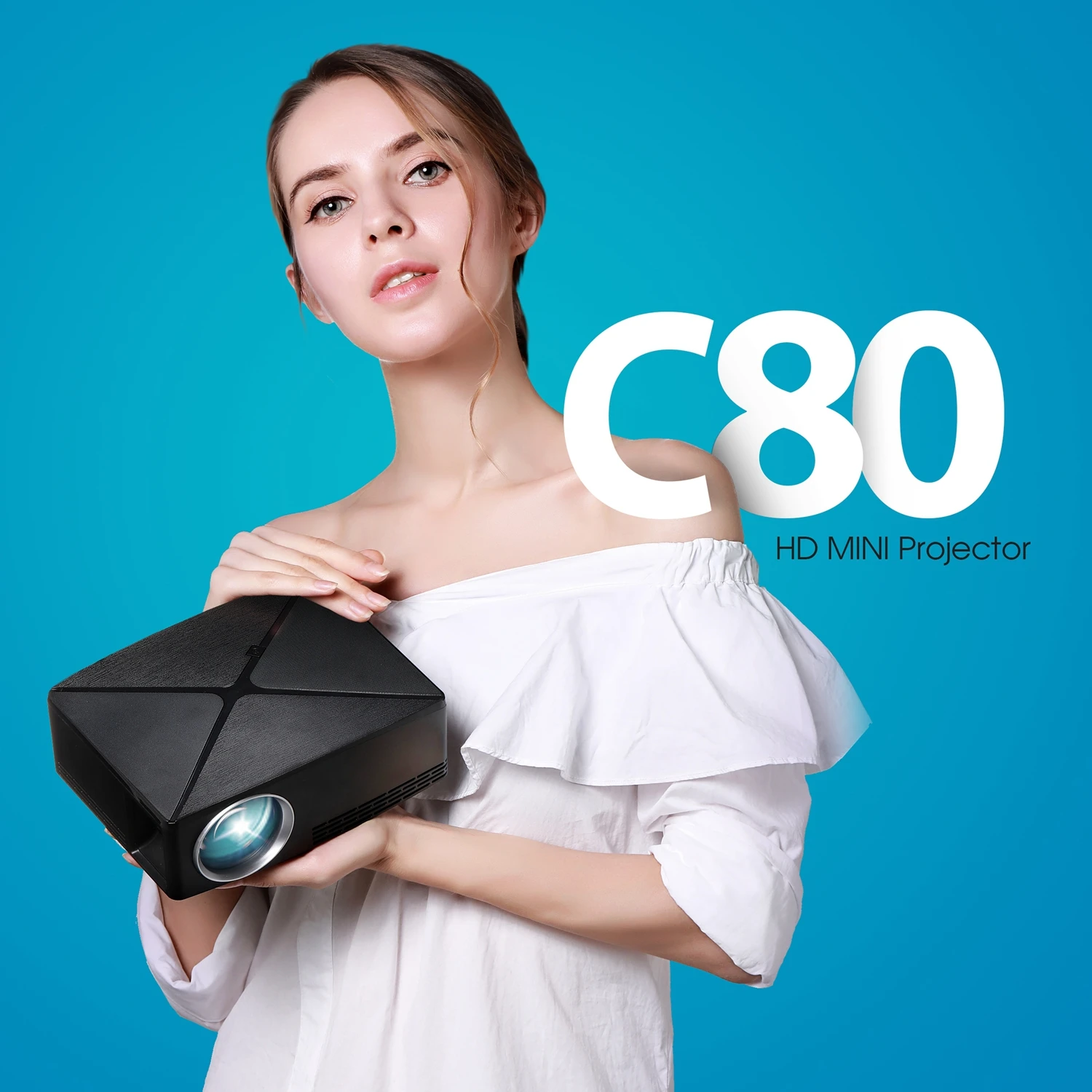 

Hot Sale C80UP mini home theater proyector android6.0 HD high light portable smart tv