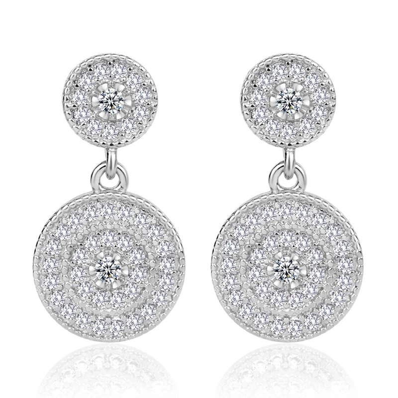 

Wholesale Newest design Fashion round 14k rose gold plated CZ earrings designs for girls, Rose gold available