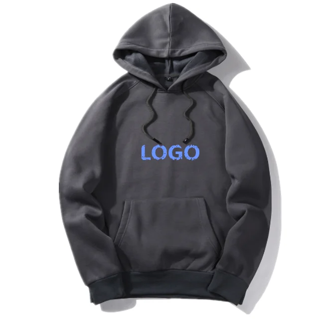 

JACKETOWN 100% Polyester Blank Dark Grey Pullover Sweatshirt Hoodie Men, As show