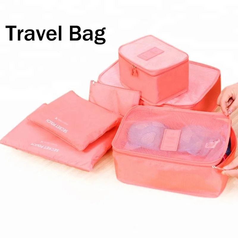 

FREE SHIPPING Waterproof Travel Luggage Organizer Packing Cubes Pouch Cubes Cloth Storage Set 3 Pouches Zip Mesh Storage Bag, Pink,red,light blue,customized