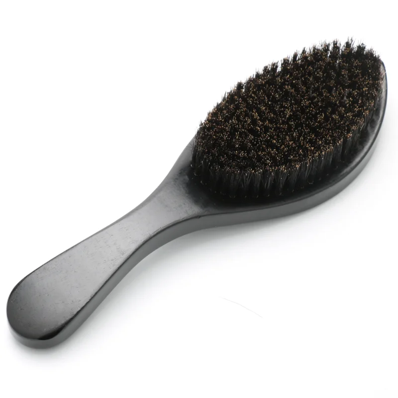 

Long Handle Custom Private label Wood Handle pure boar bristle beard brush 360 curved wave brush for man hair