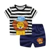 Baby Boys Clothes Sets Spring Summer Fashion Leisure Lion T-shirt + Navy Shorts Newborn Baby Girl Clothes Kids Bebes Suit