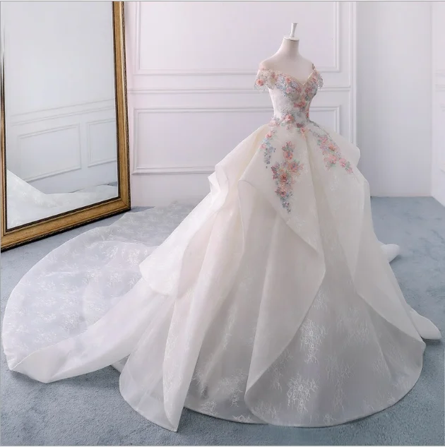 3d floral white dress