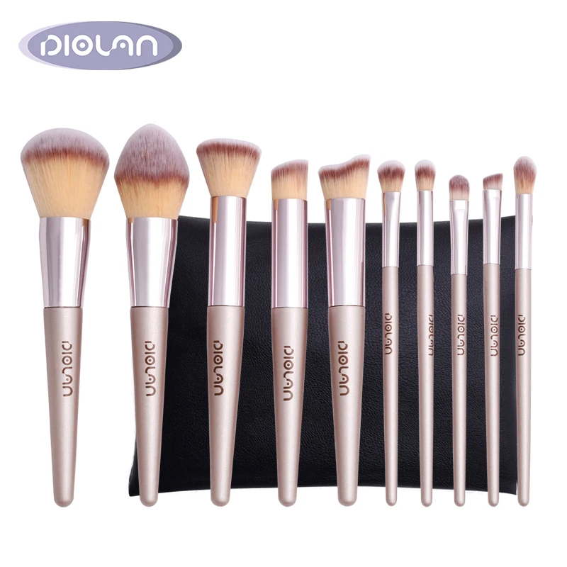 

Newest Private Label high quality cosmetic brushes 10pcs best makeup brush set, Champagne gold color