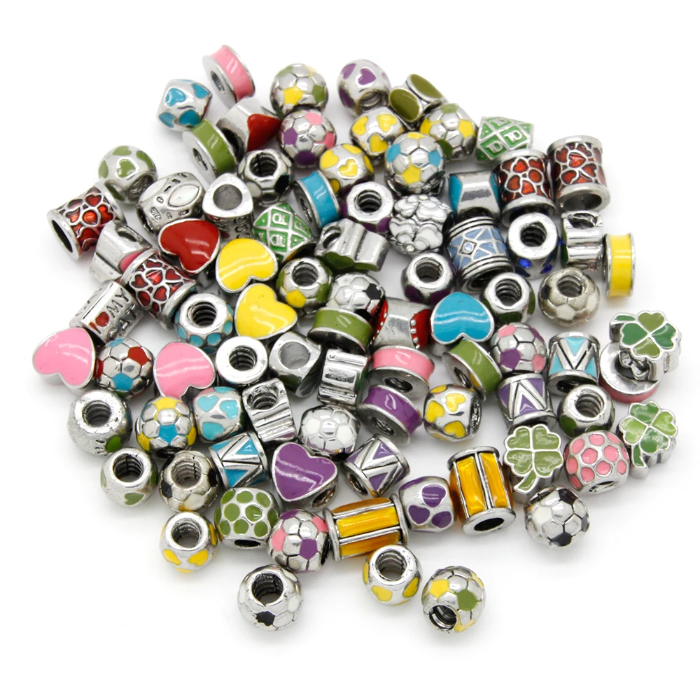 

Wholesale European Style Multi Color Enamel Metal Spacer Beads DPC0023, Silver