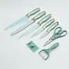 Non stick 8 pcs coating knife set with bronze plating