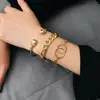 3pcs/Set European Punk Link Chain Double Round Circle Bracelet Set Gold Plated Skull Bracelets Bangles